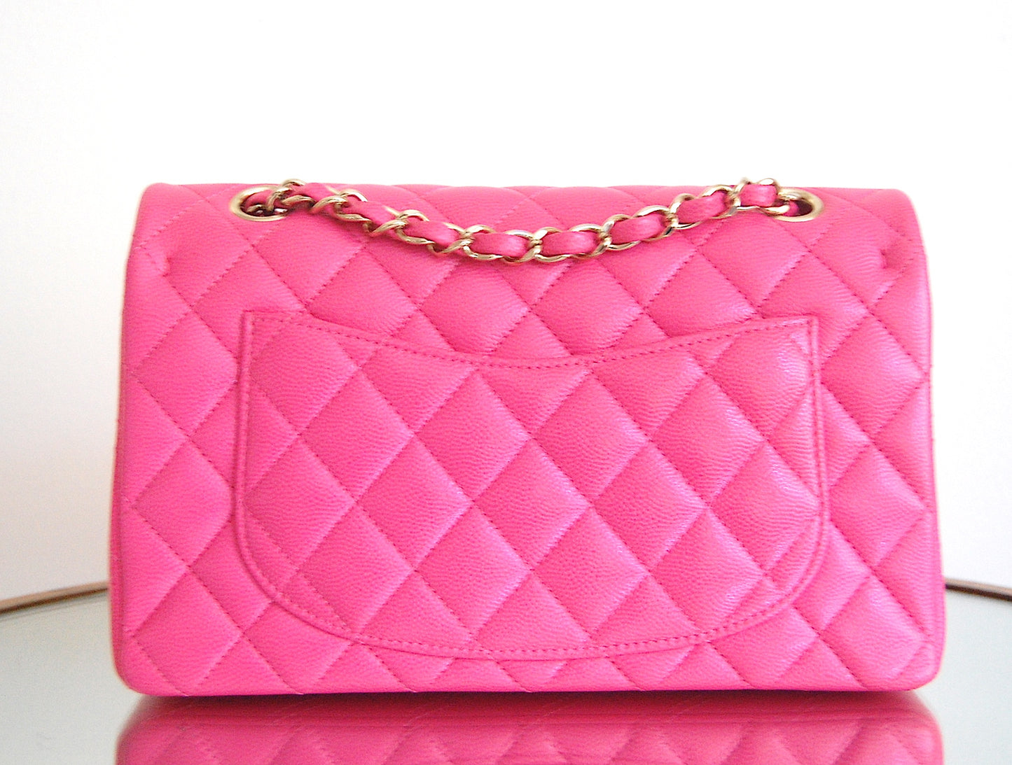 Chanel Pink Caviar Small Classic Double Flap Gold Hardware