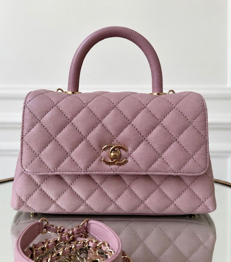 Chanel Light Pink Caviar XS Coco Handle Gold Hardware