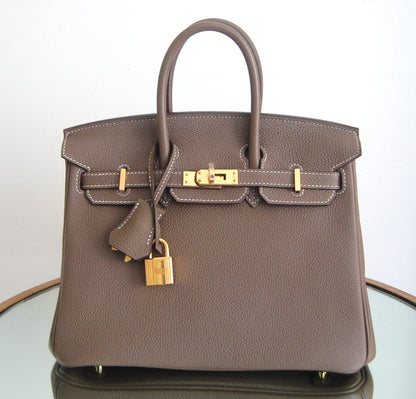 Hermes Birkin 25 Etoupe Togo Leather Gold Hardware