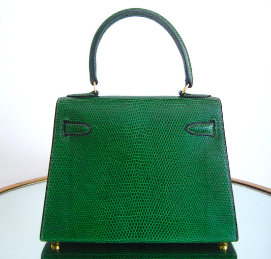 Hermes Vintage Mini Kelly I Lizard Vert Emeraude Gold Hardware