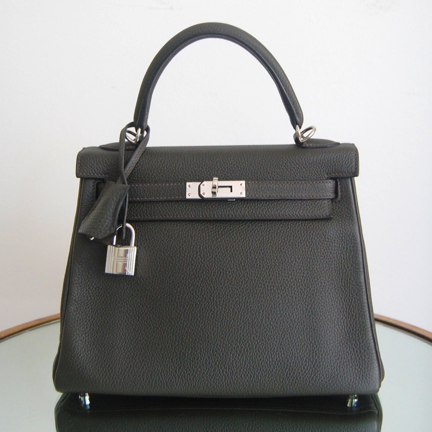 Hermes Kelly 25 Vert de Gris Togo Palladium Hardware