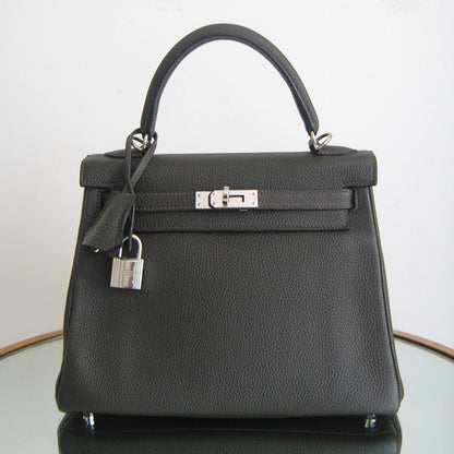 Hermes Kelly 25 Vert de Gris Togo Palladium Hardware