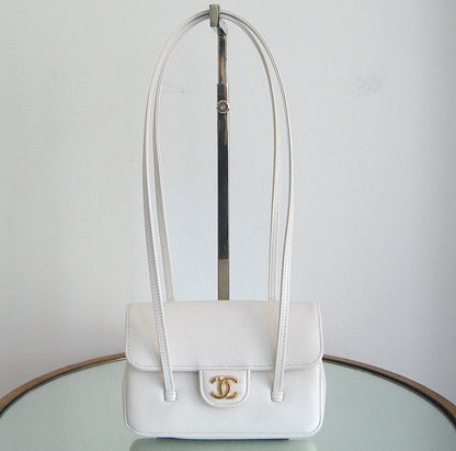 Chanel White Coco Preppy Mini Flap Gold Hardware