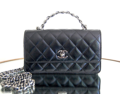 Chanel Black Strass Top Handle Wallet on Chain WOC