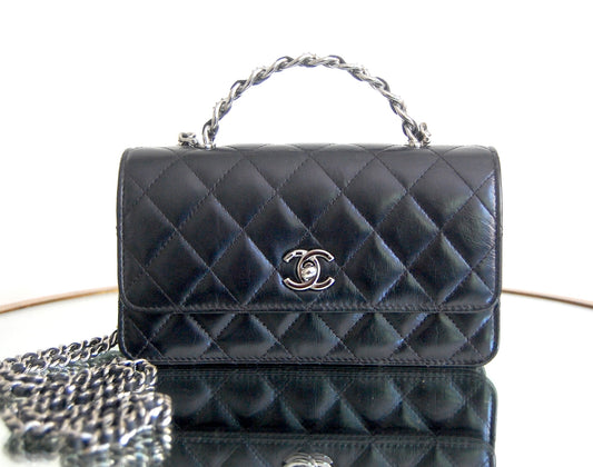 Chanel Black Strass Top Handle Wallet on Chain WOC
