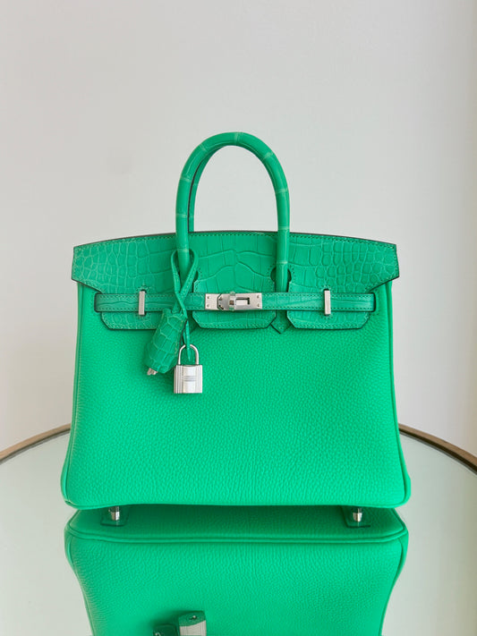 Hermes Birkin 25 Touch Crocodile Vert Comics Palladium Hardware
